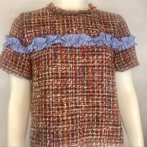 BNWT  Zara Womens Plaid  Short Sleeve Blouse - Picture 3 of 4